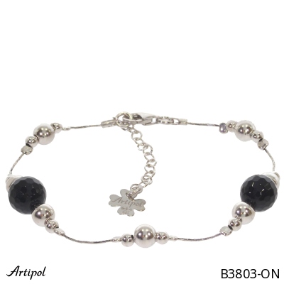 Bracelet B3803-ON en Onyx noir véritable