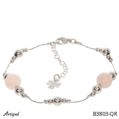 Bracelet B3803-QR with real Rose Quartz
