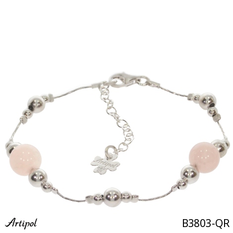 Bracelet B3803-QR with real Rose quartz