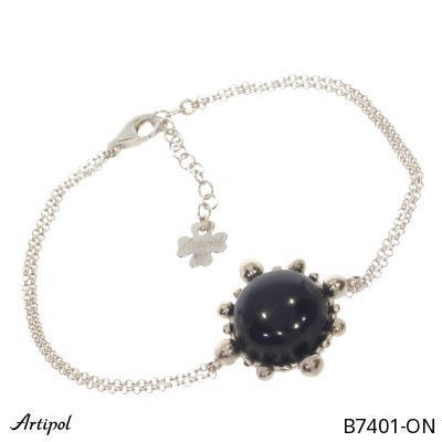 Bracelet B7401-ON en Onyx noir véritable