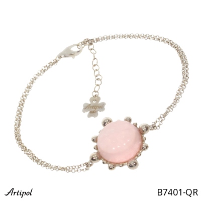 Bracelet B7401-QR with real Rose quartz