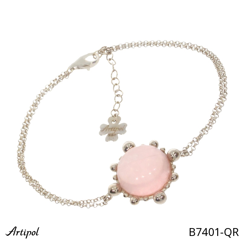 Bracelet B7401-QR with real Rose quartz