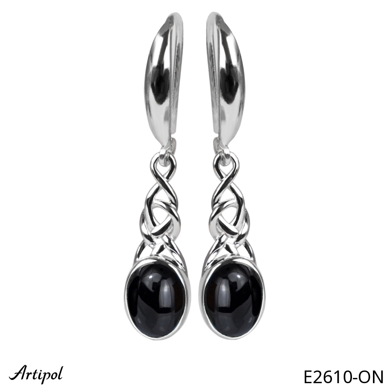 Earrings E2610-ON with real Black Onyx