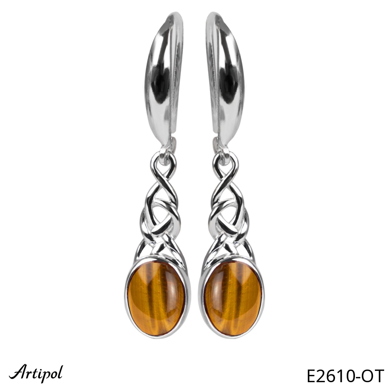 Earrings E2610-OT with real Tiger's eye