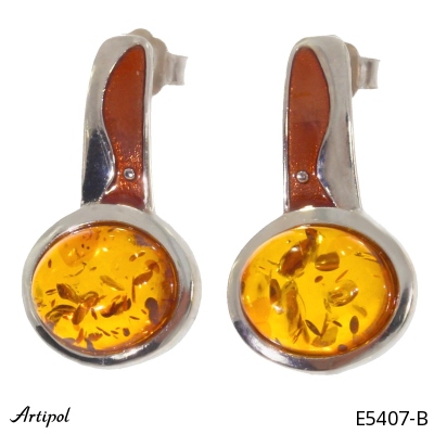 Earrings E5407-B with real Amber