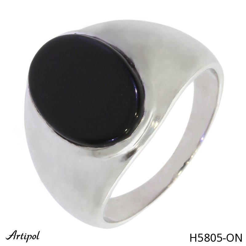 Bague Homme H5805-ON en Onyx noir véritable