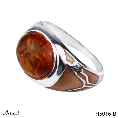 Men's ring H5016-B with real Amber