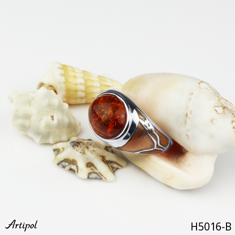 Men's ring H5016-B with real Amber
