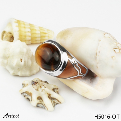 Men's ring H5016-OT with real Tiger's eye