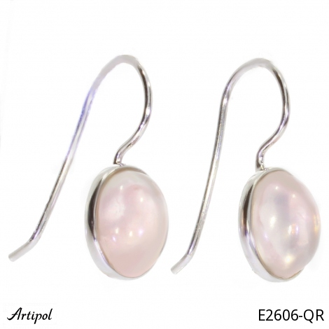 Earrings E2606-QR with real Rose Quartz