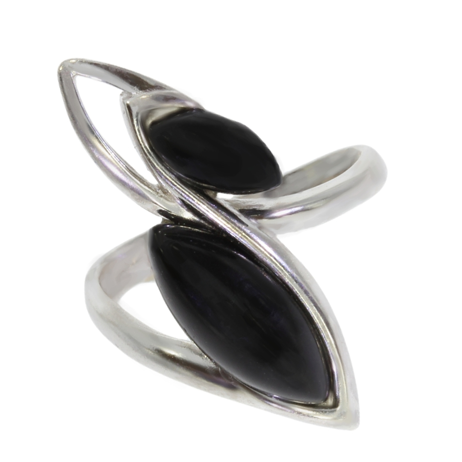 Bague Vintage Onyx Et Zirconium Sur Argent Rodier - Taille 50, Style Art Déco, Neuve