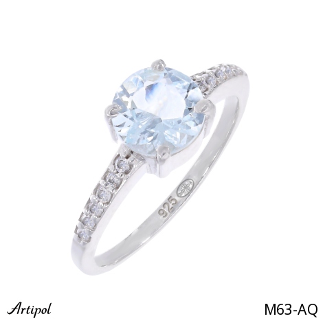 Ring M63-AQ with real Aquamarine