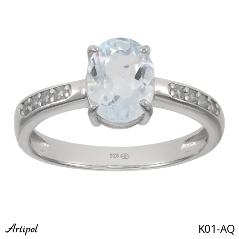 Ring K01-AQ with real Aquamarine