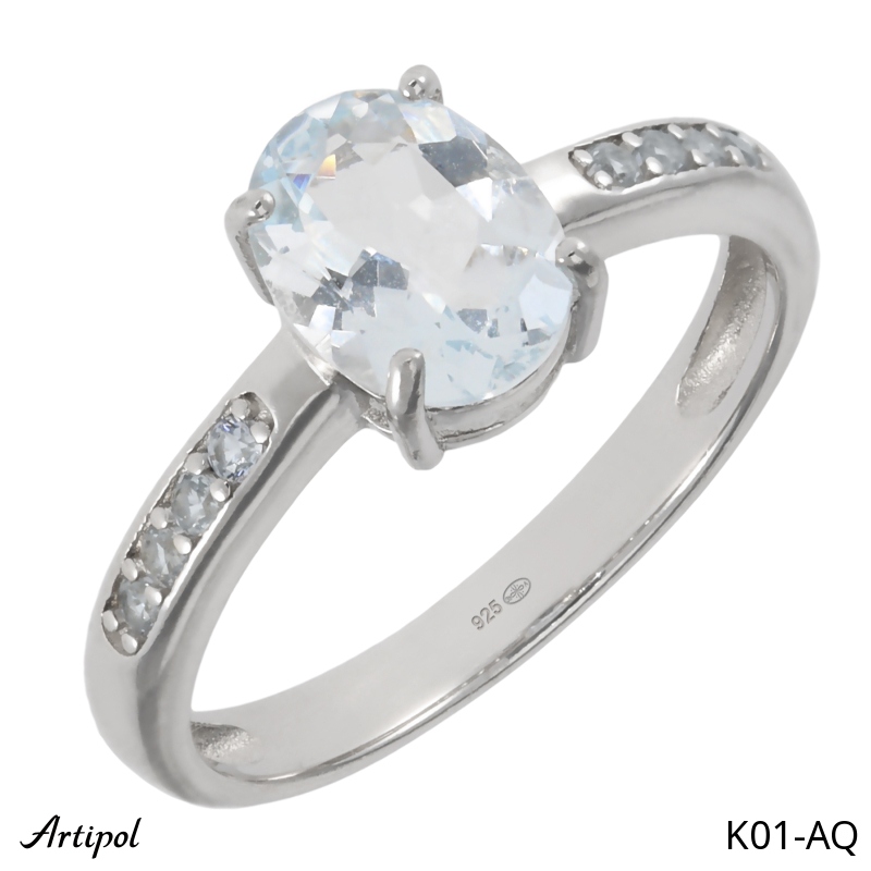 Ring K01-AQ with real Aquamarine