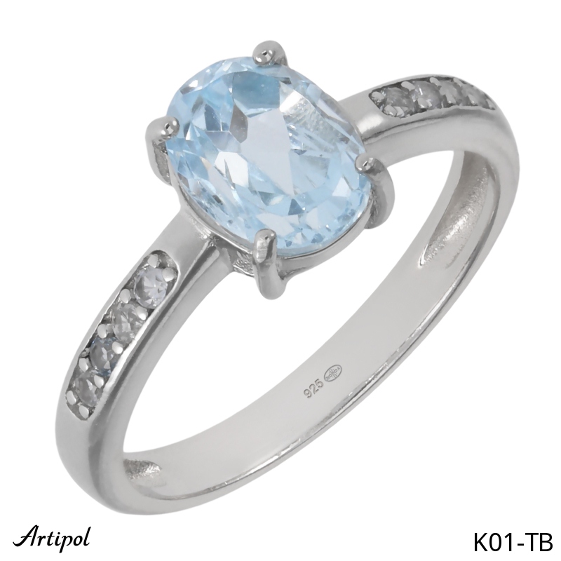 Ring K01-TB with real Blue topaz
