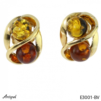 Earrings E3001-BV with real Amber gold plated