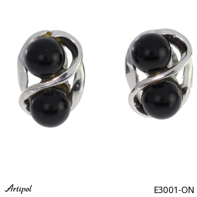 Earrings E3001-ON with real Black onyx
