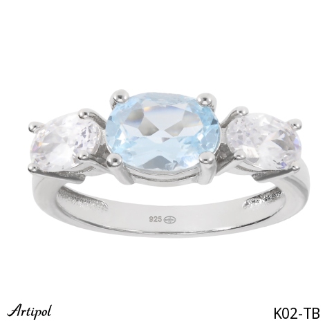 Bague K02-TB en Topaze bleue véritable
