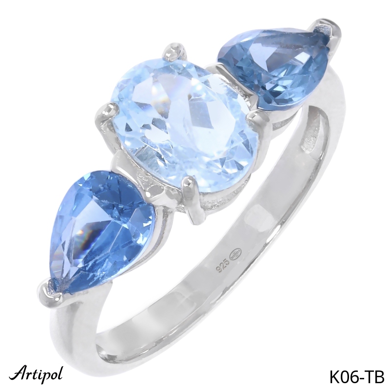 Bague K06-TB en Topaze bleue véritable