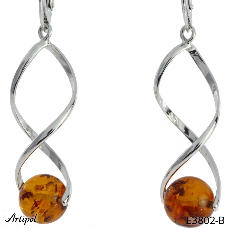 Earrings E3802-B with real Amber