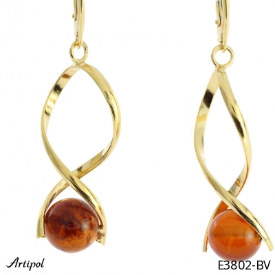 Earrings E3802-BV with real Amber