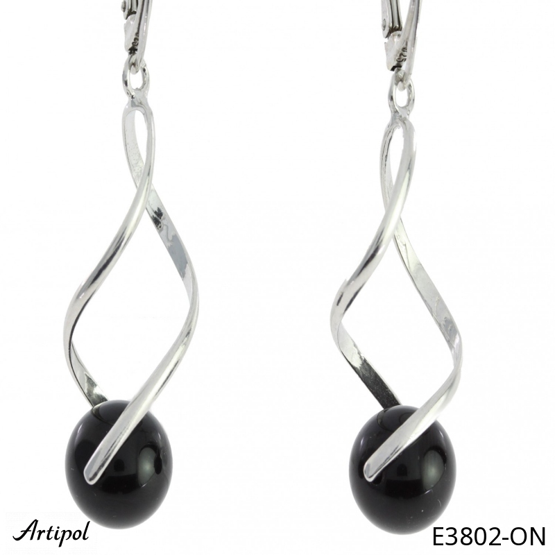 Earrings E3802-ON with real Black Onyx