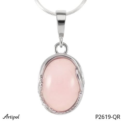 Pendentif P2619-QR en Quartz rose véritable