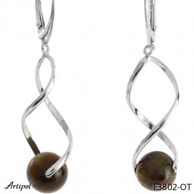 Earrings E3802-OT with real Tiger's eye