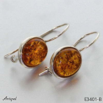 Earrings E3401-B with real Amber