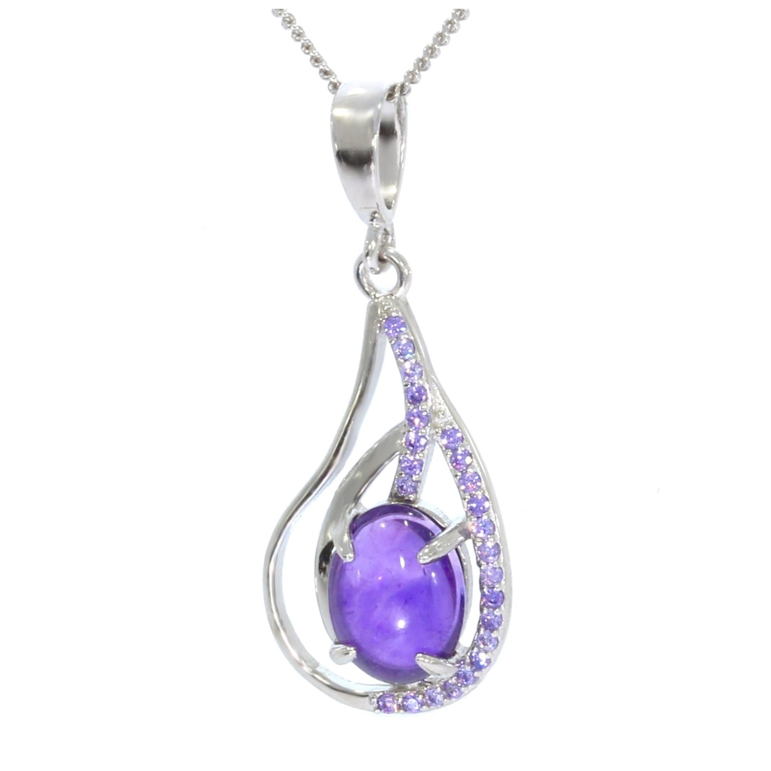 Pendentif En Améthyste Et Argent 925 - 11,1 Grammes - Occasion