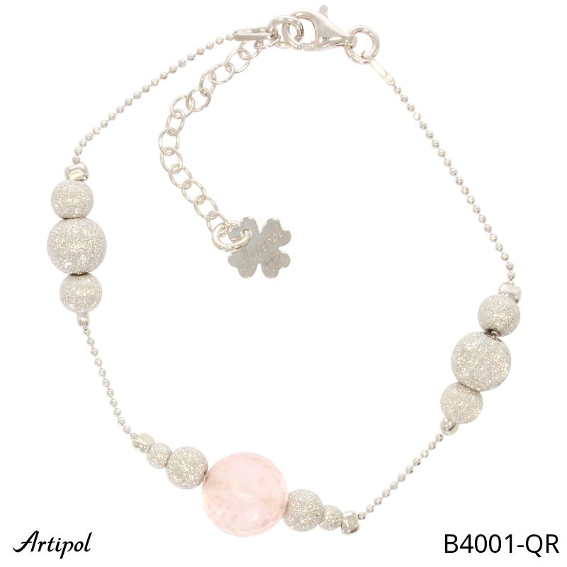 Bracelet B4001-QR with real Rose Quartz