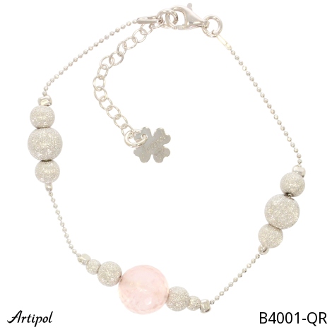 Bracelet B4001-QR with real Rose Quartz