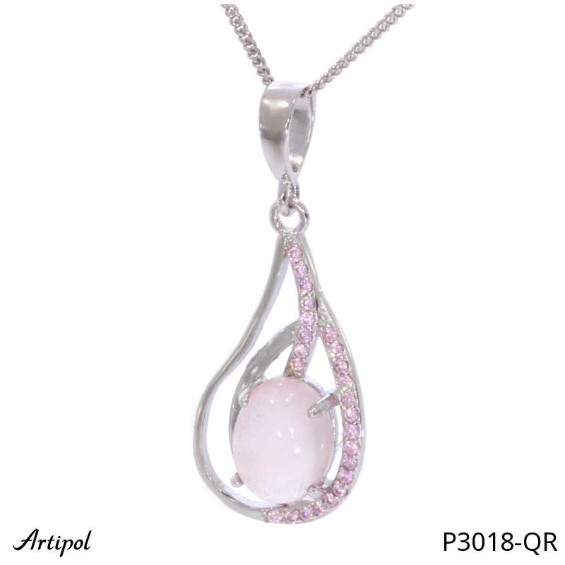 Pendentif P3018-QR en Quartz rose véritable
