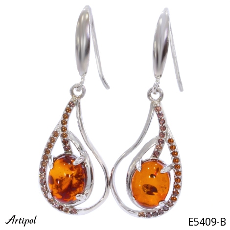Earrings E5409-B with real Amber