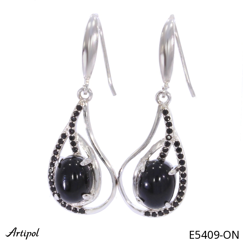 Boucles d'oreilles E5409-ON en Onyx noir véritable
