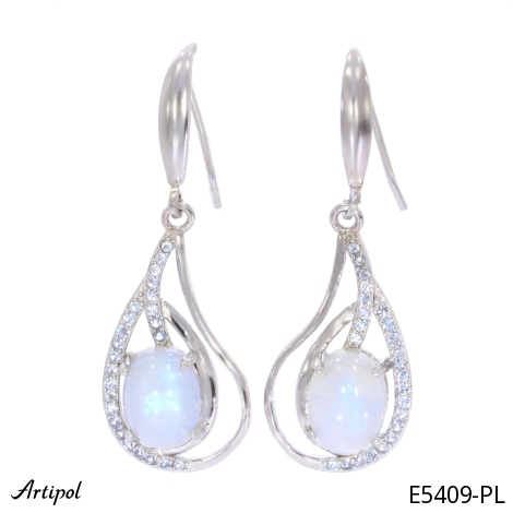 Earrings E5409-PL with real Moonstone