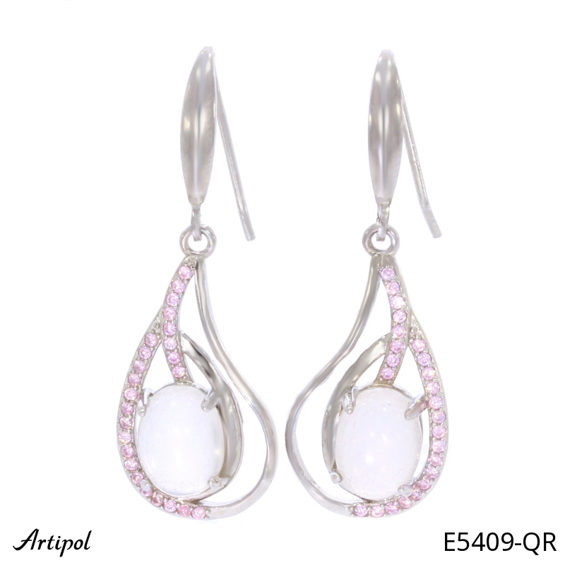 Boucles d'oreilles E5409-QR en Quartz rose véritable