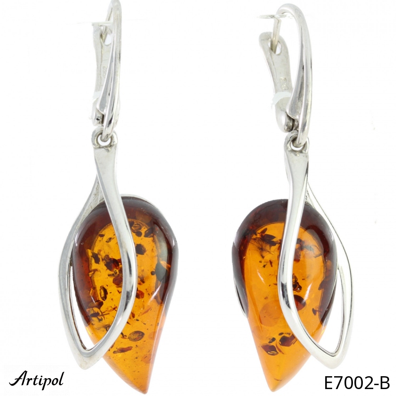 Earrings E7002-B with real Amber