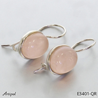 Earrings E3401-QR with real Rose quartz