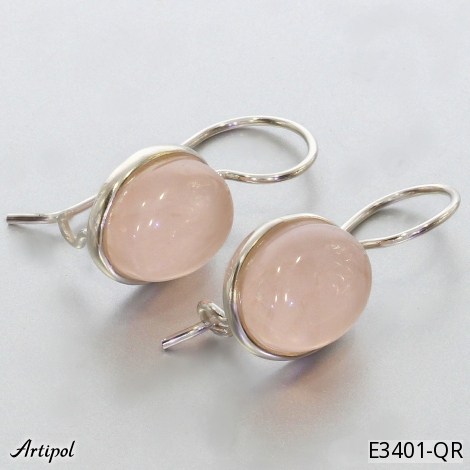 Earrings E3401-QR with real Rose Quartz