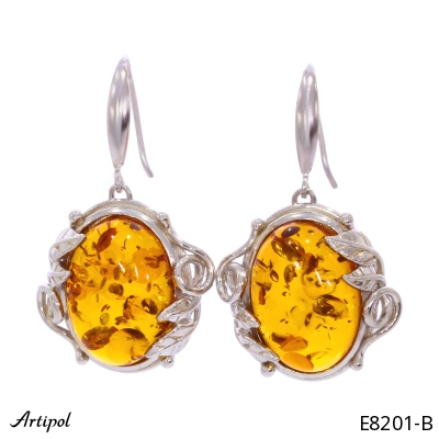 Earrings E8201-B with real Amber