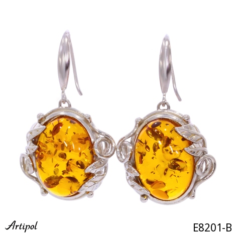 Earrings E8201-B with real Amber