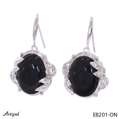 Earrings E8201-ON with real Black Onyx