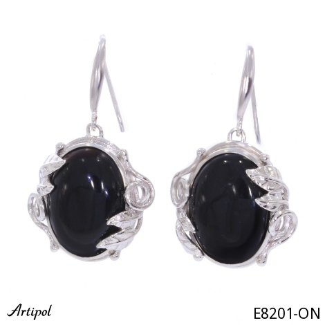 Boucles d'oreilles E8201-ON en Onyx noir véritable