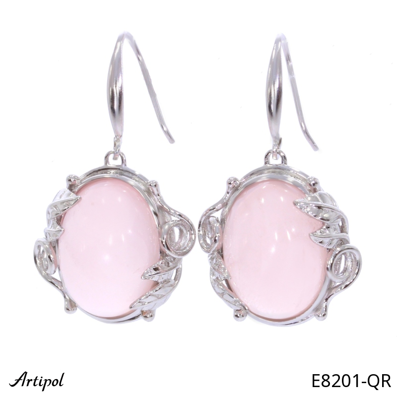 Earrings E8201-QR with real Rose Quartz