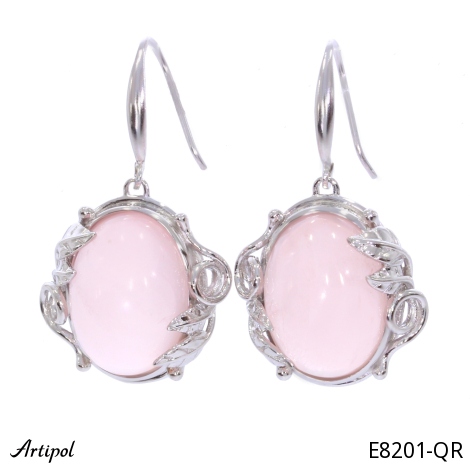 Earrings E8201-QR with real Rose quartz