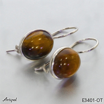 Earrings E3401-OT with real Tiger's eye