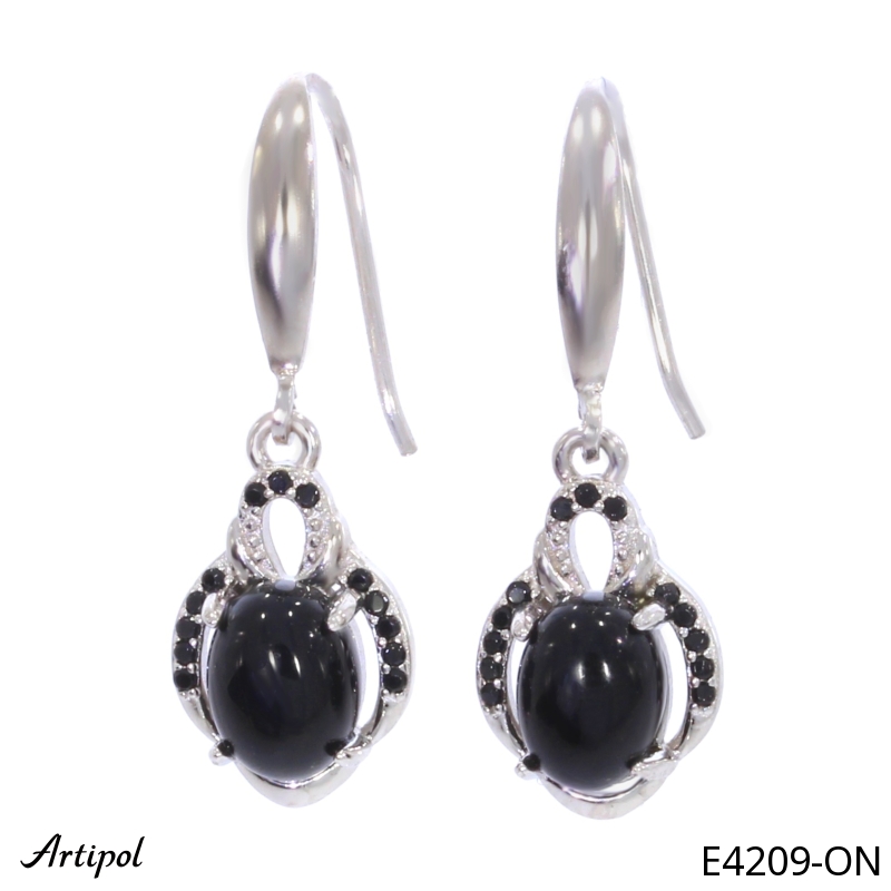 Earrings E4209-ON with real Black Onyx
