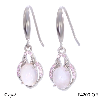 Earrings E4209-QR with real Rose Quartz