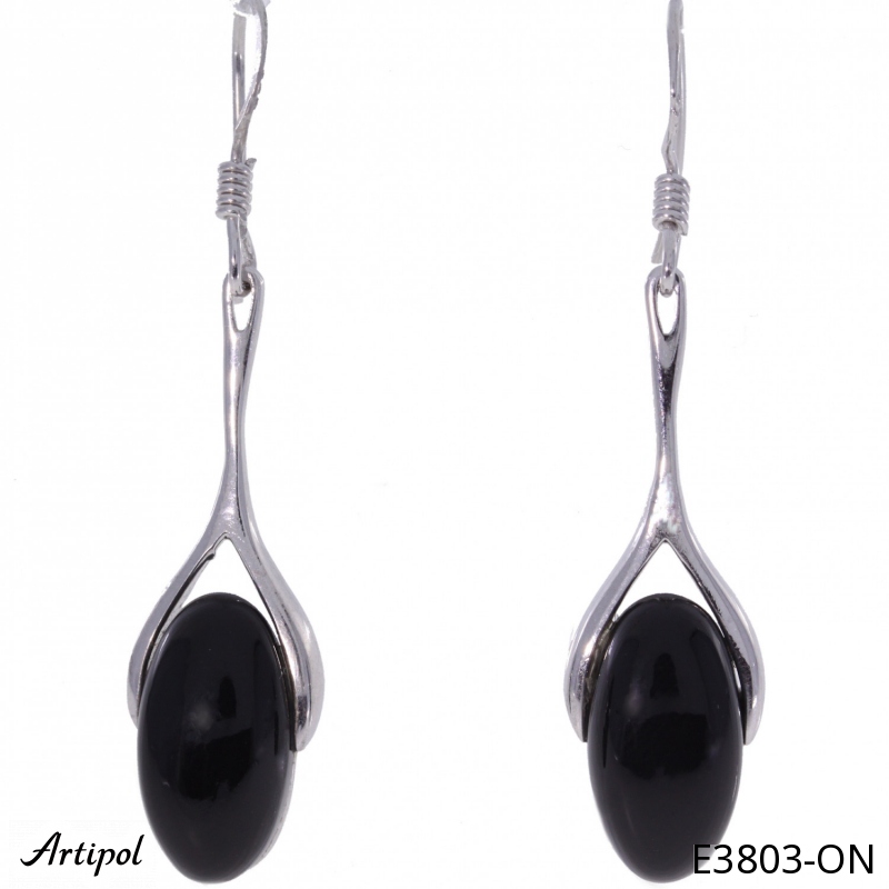Earrings E3803-ON with real Black Onyx